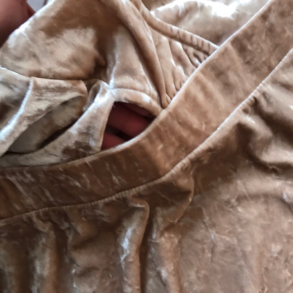 Express Cream Crushed Velvet Skater Dress - Picture 3 of 6